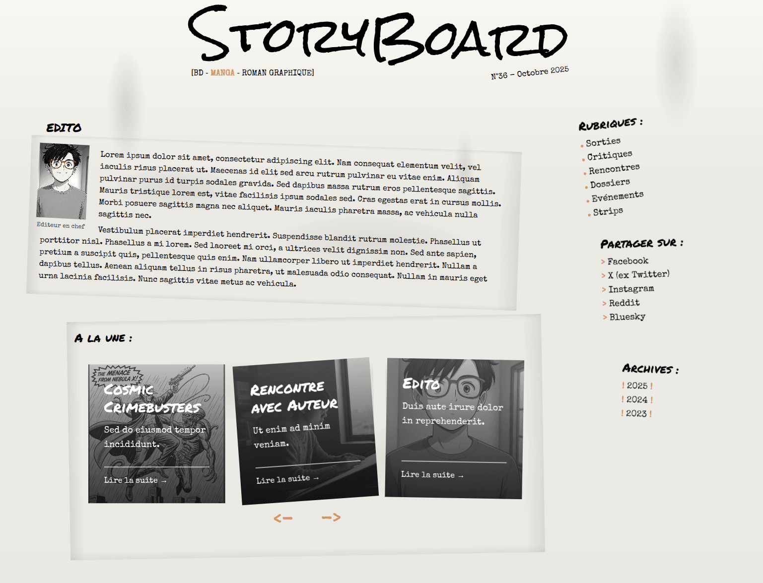 Page d'accueil Style Brutalisme et Néo Brutalisme