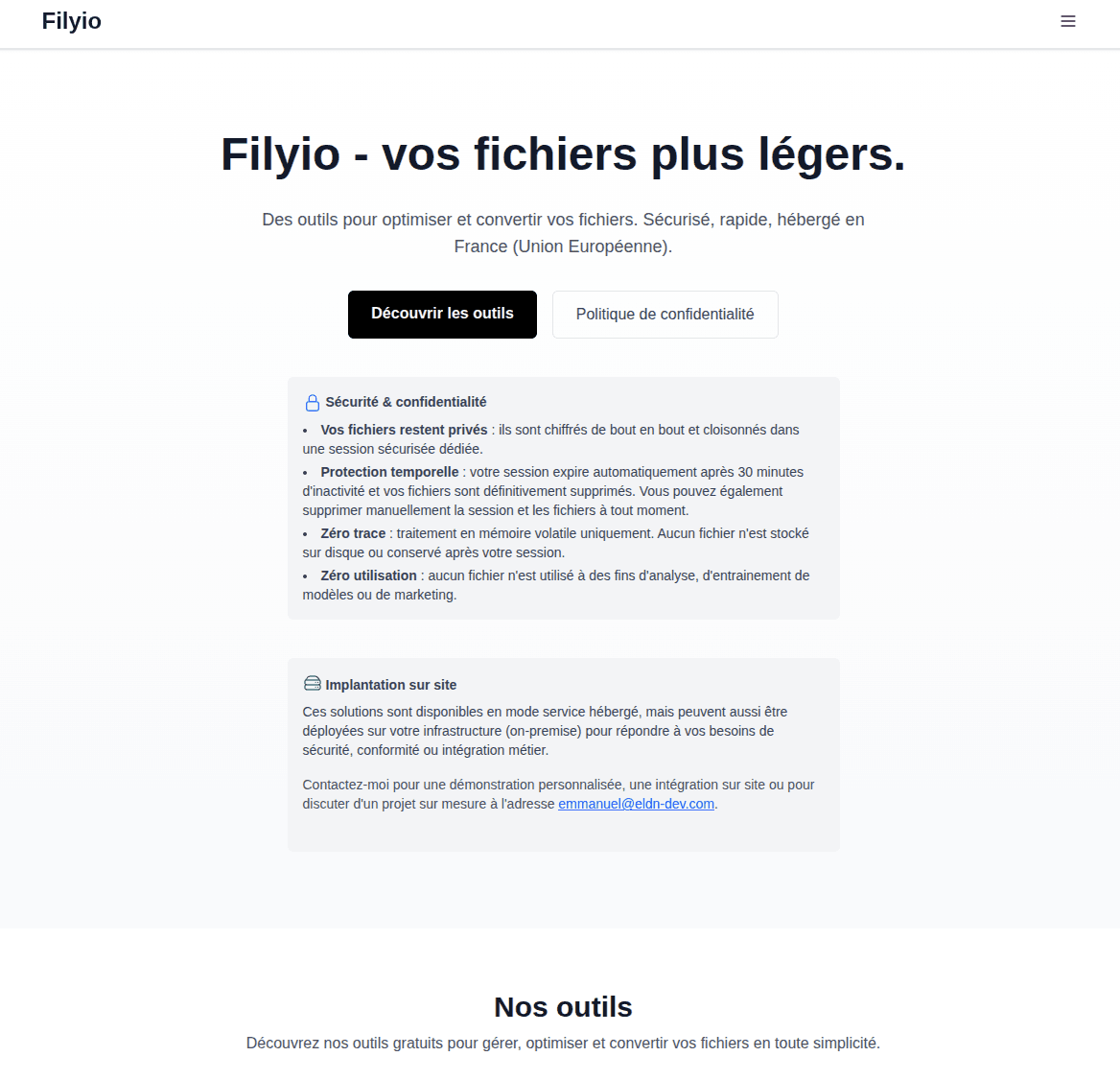 Filyio - Plateforme d'optimisation et de conversion de fichiers